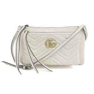 GUCCI Authentic White GG Marmont Pochette Shoulder Bag